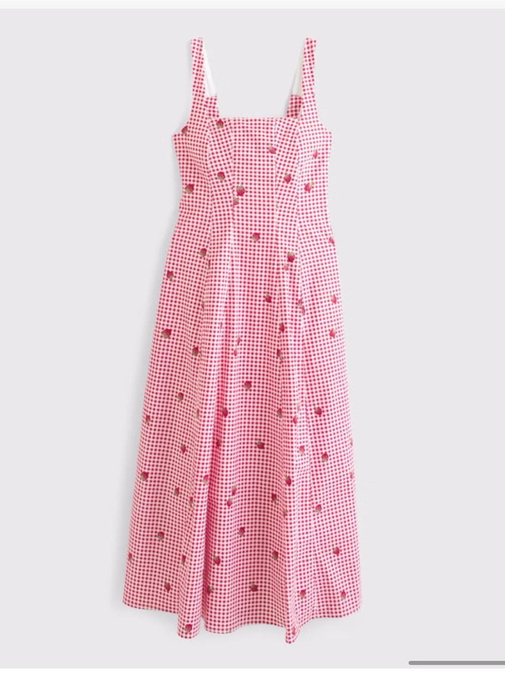Abercrombie & Fitch Pink Gingham Midi Dress with Cherry Motif - Picture 5 of 5
